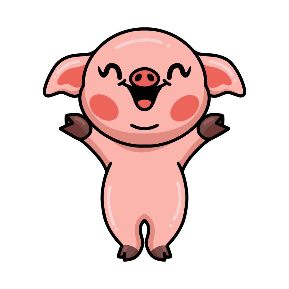 simpatico cartone animato di maiale felice vettore