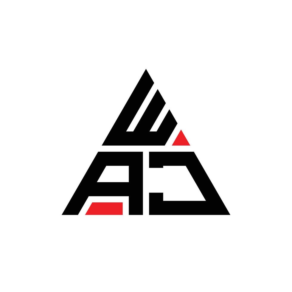 design del logo della lettera del triangolo waj con forma triangolare. waj triangolo logo design monogramma. modello di logo vettoriale triangolo waj con colore rosso. logo triangolare waj logo semplice, elegante e lussuoso.