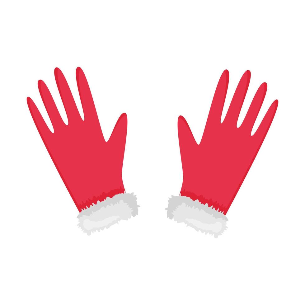 guanti rossi con pelliccia in uno stile piatto. accessorio per la mano invernale isolato su sfondo bianco. elementi di abbigliamento per il design sul tema dell'inverno, capodanno e natale vettore