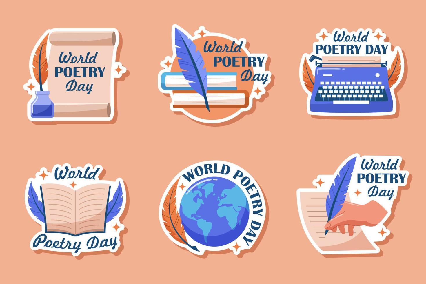 adesivo per la giornata mondiale della poesia vettore