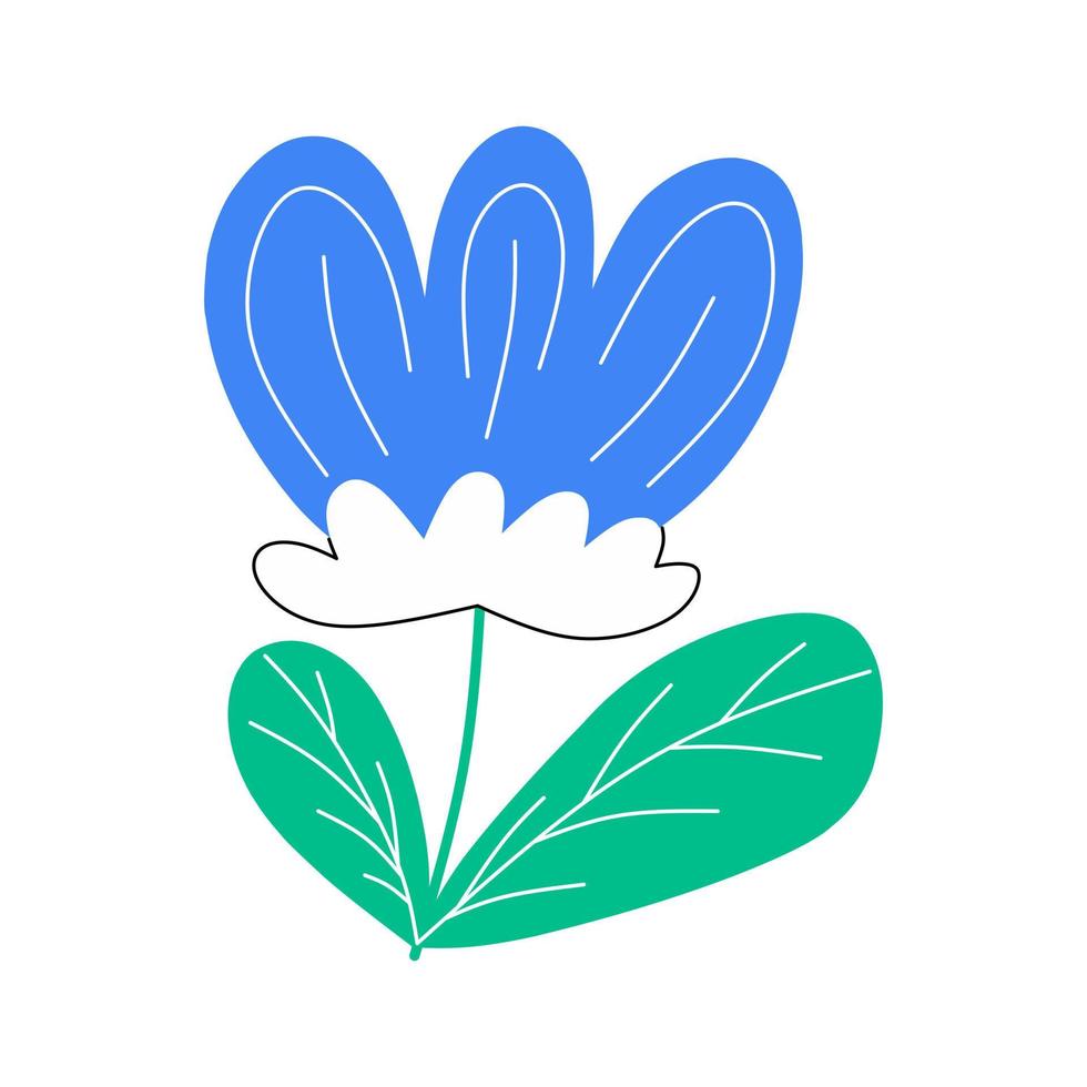 fiore di cartone animato carino doodle isolato su sfondo bianco vettore