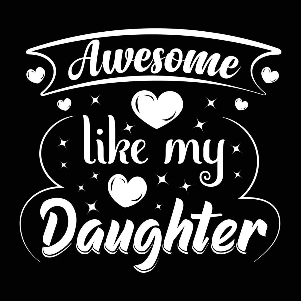 t-shirt tipografia padre e figlio, papà e figlia, elemento grafico vettore