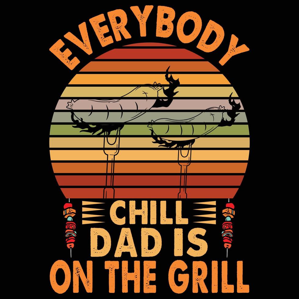 elemento di illustrazione barbecue, t-shirt grafica, griglia per barbecue, cibo, carne, manzo, grigliate vettore