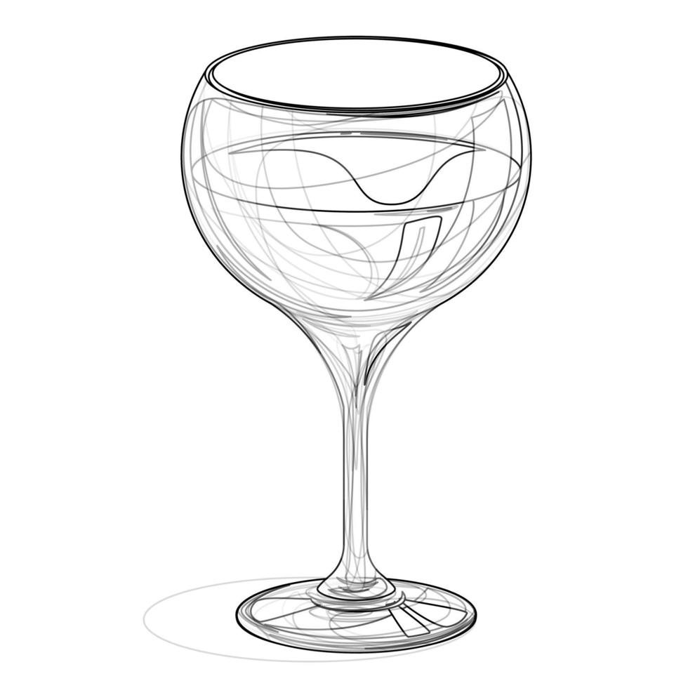 immagine vettoriale di un bicchiere con liquido in linee. concetto. eps 10