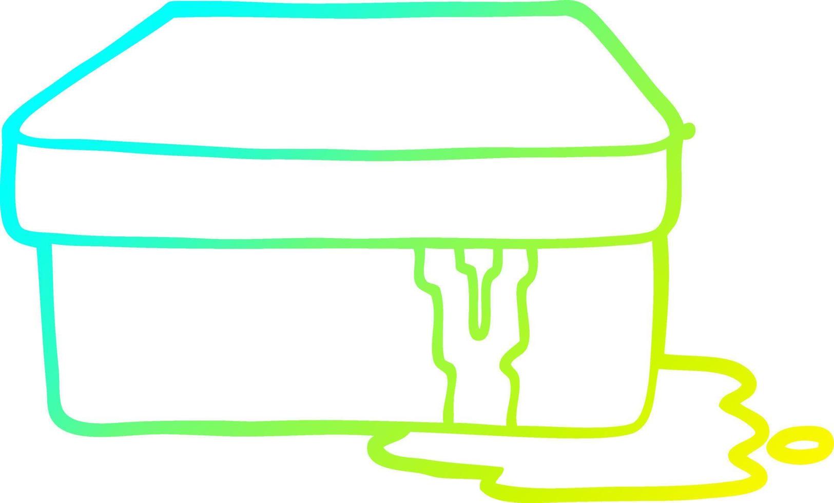 scatola di cartone animato con disegno a tratteggio a gradiente freddo con melma vettore
