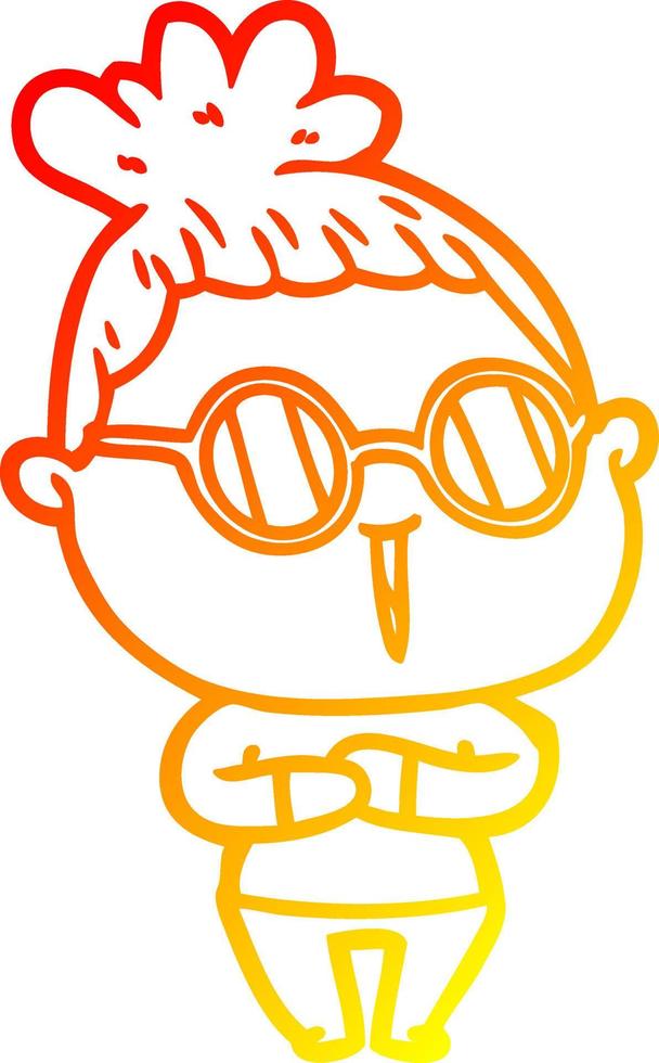 caldo gradiente disegno donna cartone animato che indossa gli occhiali vettore