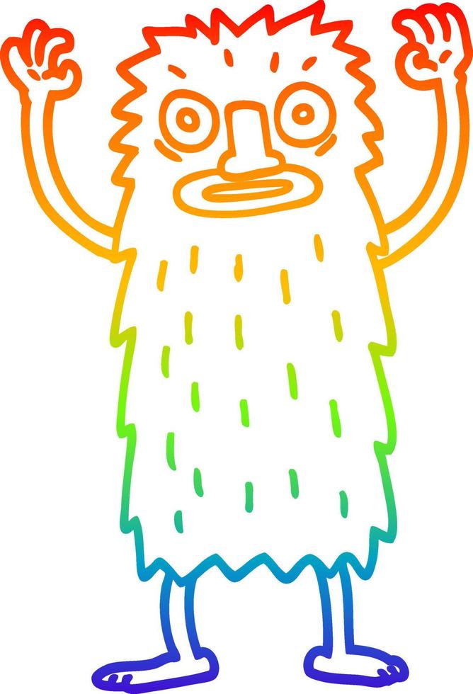arcobaleno gradiente linea disegno cartone animato creatura bigfoot vettore