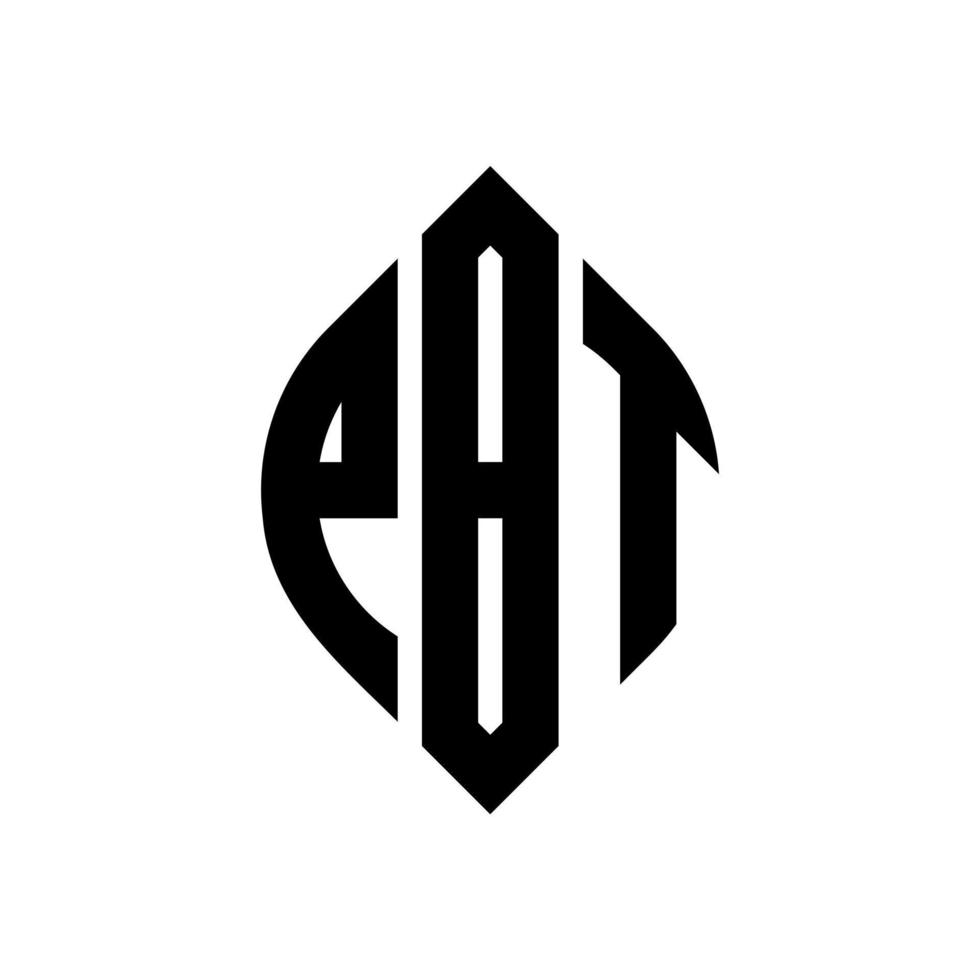 design del logo della lettera del cerchio pbt con forma circolare ed ellittica. pbt lettere ellittiche con stile tipografico. le tre iniziali formano un logo circolare. pbt cerchio emblema astratto monogramma lettera marchio vettore. vettore