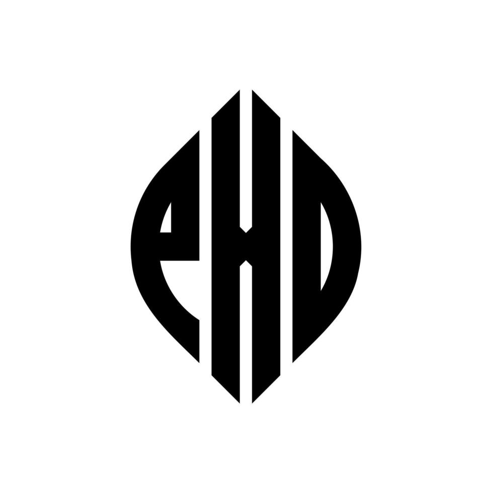 design del logo della lettera del cerchio pxd con forma circolare ed ellittica. lettere di ellisse pxd con stile tipografico. le tre iniziali formano un logo circolare. pxd cerchio emblema astratto monogramma lettera marchio vettore. vettore