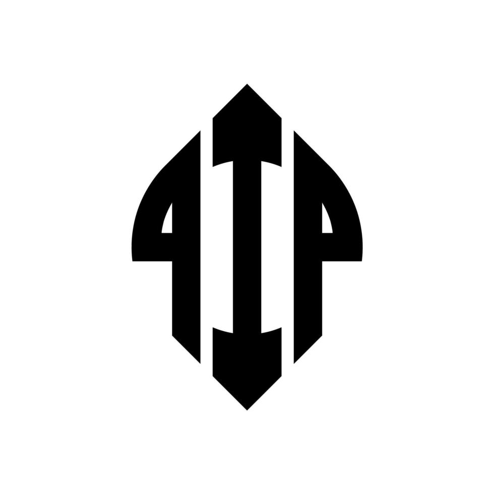 design del logo della lettera del cerchio qip con forma circolare ed ellittica. qip lettere ellittiche con stile tipografico. le tre iniziali formano un logo circolare. qip cerchio emblema astratto monogramma lettera marchio vettore. vettore