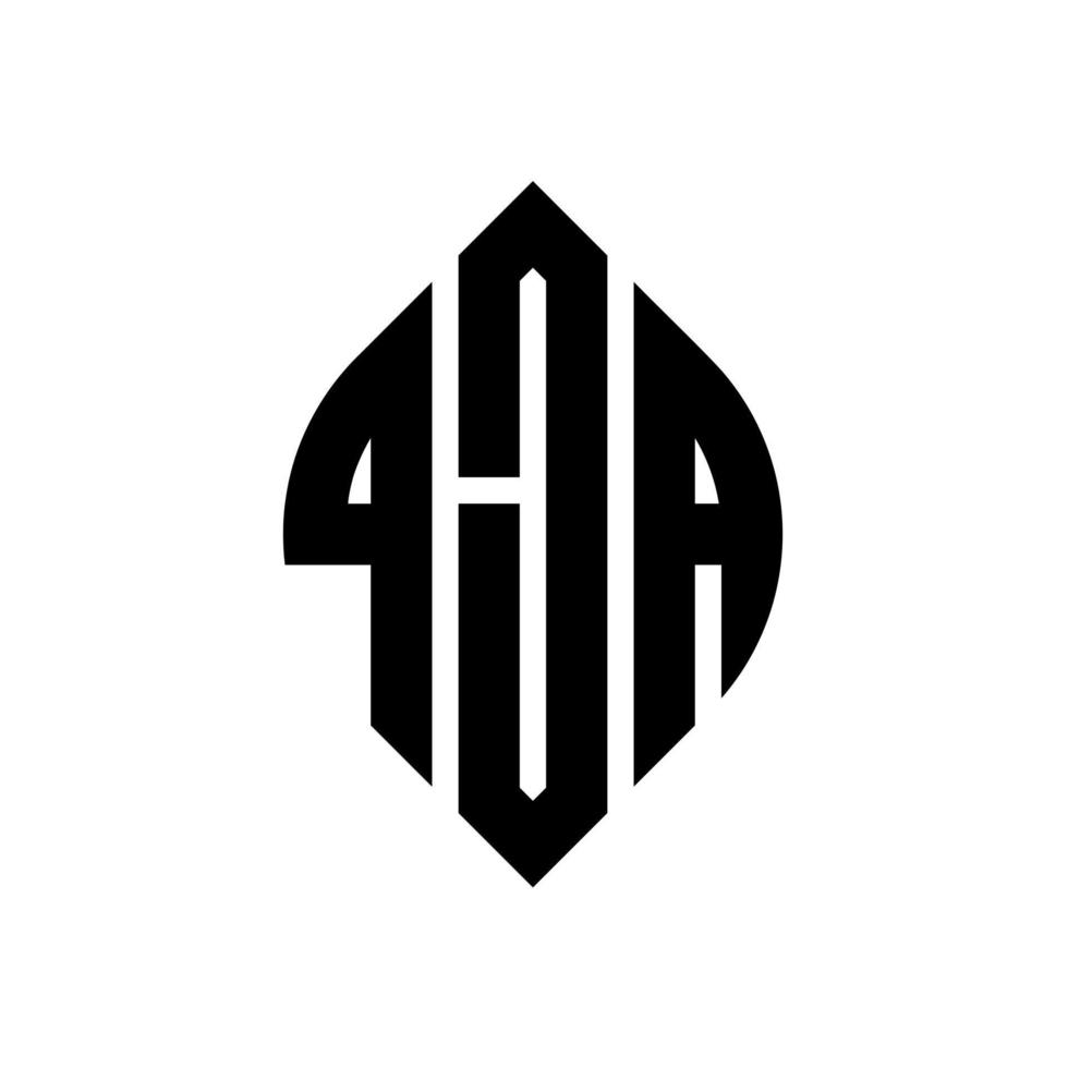 design del logo della lettera del cerchio qja con forma circolare ed ellittica. qja lettere ellittiche con stile tipografico. le tre iniziali formano un logo circolare. qja cerchio emblema astratto monogramma lettera marchio vettore. vettore