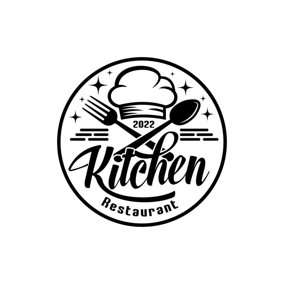 chef di cucina retrò vintage per cucinare il design del logo del ristorante della cucina, modelli di chef vettore