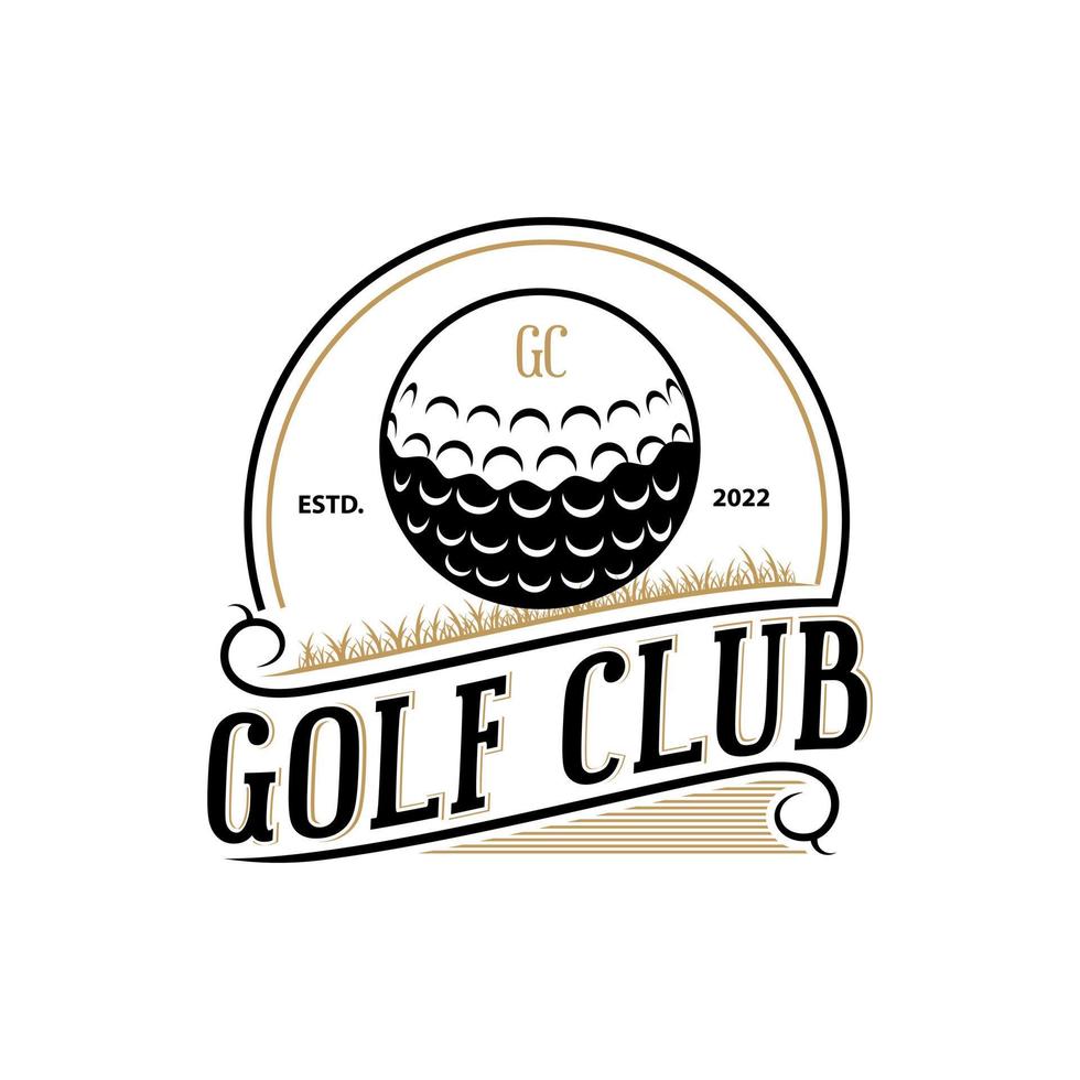 logo e badge sportivi vintage per mazza da golf. design del logo del modello di golf professionale vintage per mazza da golf vettore