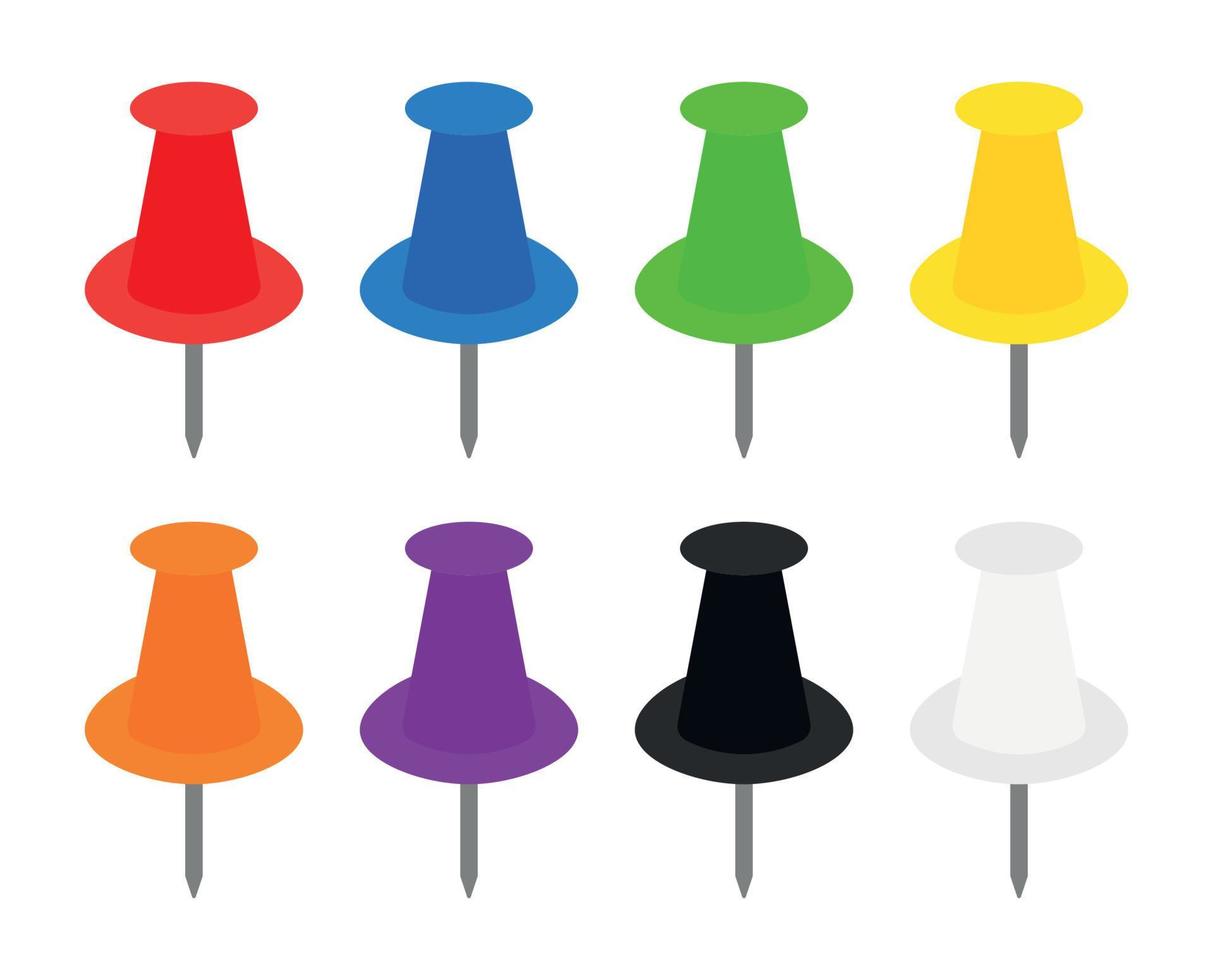 animato colorato push pin board icon set clipart vector