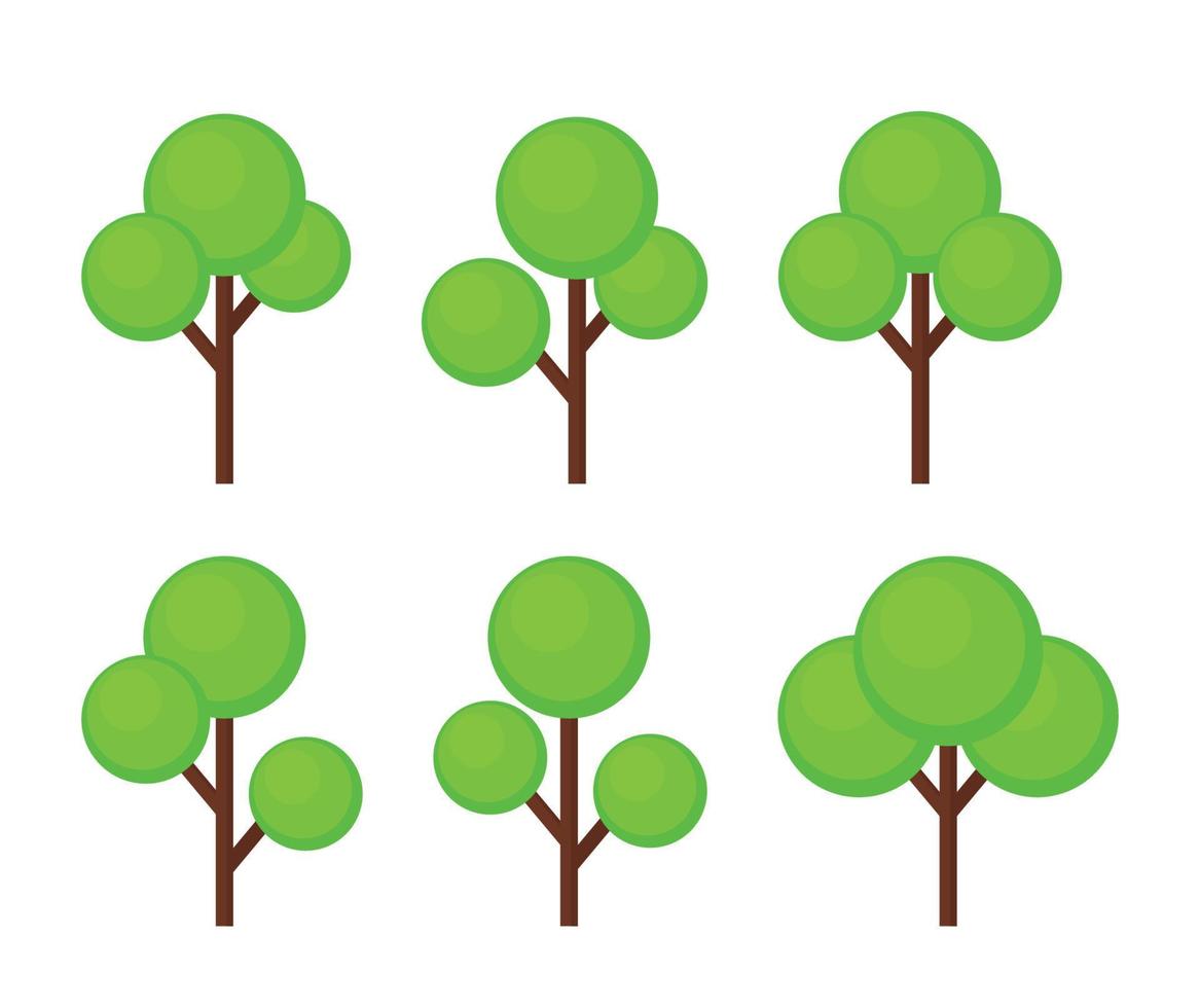 raccolta di alberi nell'immagine del fumetto animato piatto vettoriale