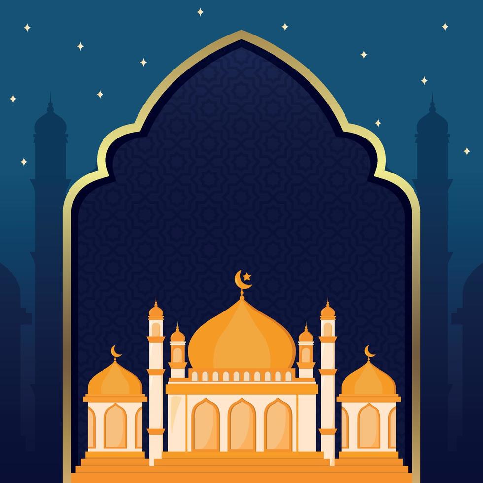 modello di sfondo islamico quadrato per post sui social media con vettore moschea di animazione