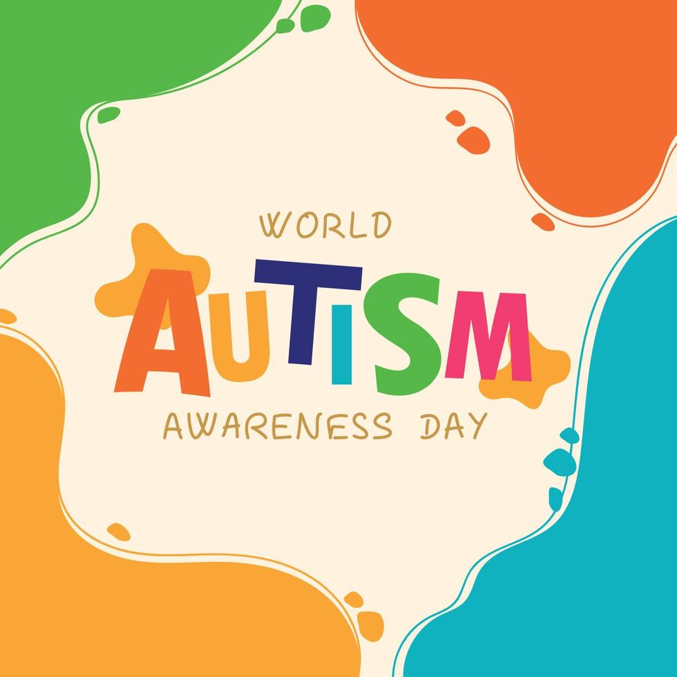 illustrazione grafica vettoriale disegnata a mano della giornata mondiale di sensibilizzazione sull'autismo su sfondo quadrato