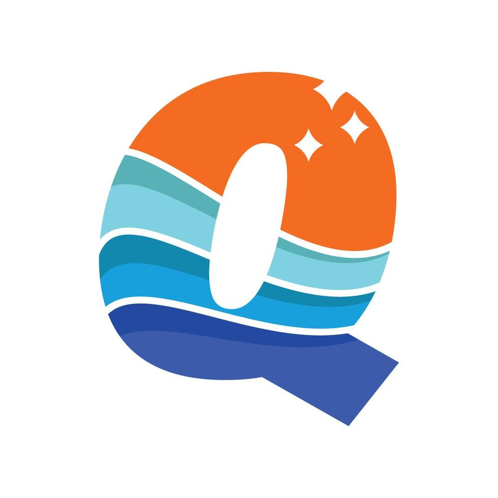 logo dell'alfabeto q dell'onda vettore
