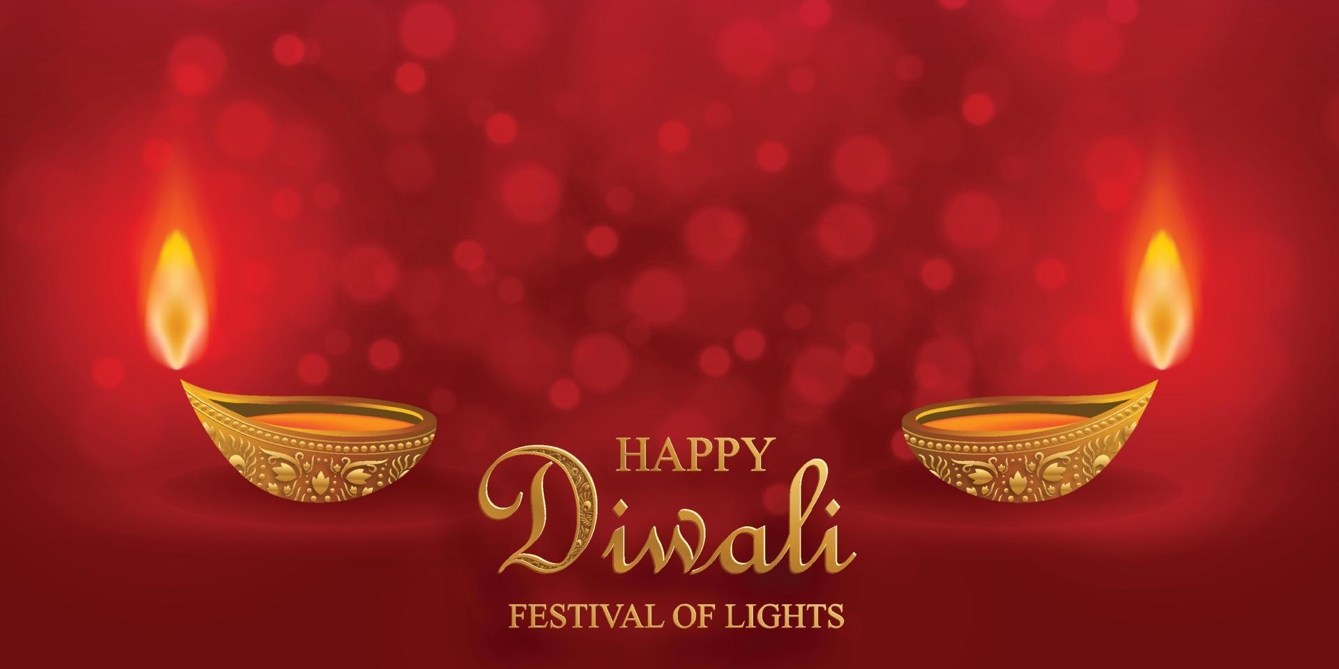 lampada diya con illuminazione a fuoco per diwali, deepavali o dipavali, il festival indiano delle luci su sfondo colorato vettore