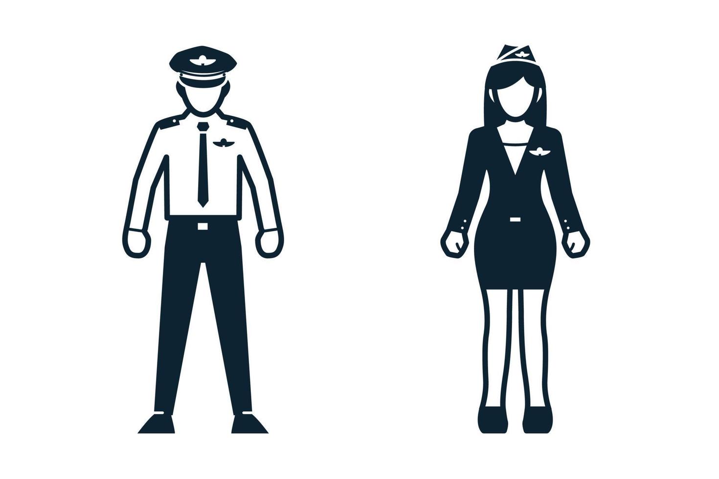capitano, hostess, uniforme e icone delle persone vettore