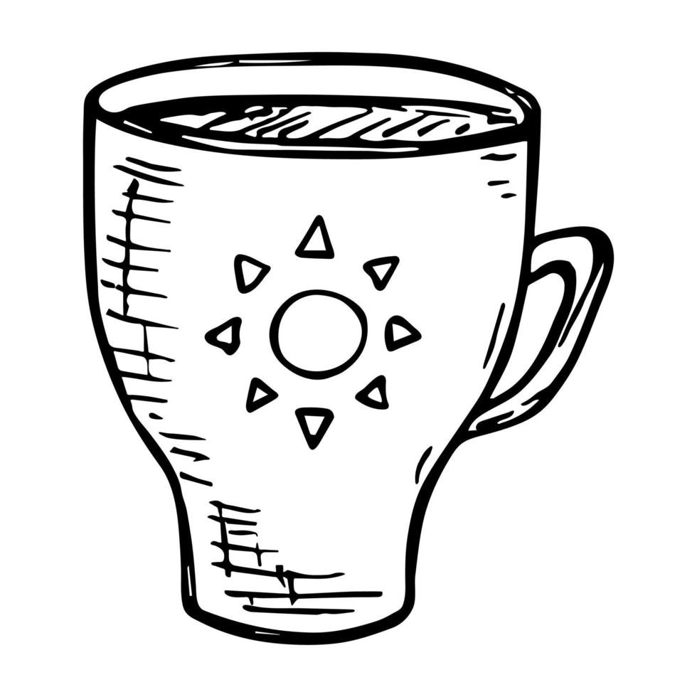 illustrazione carina di una tazza di tè o caffè. clipart tazza semplice. scarabocchio casa accogliente vettore