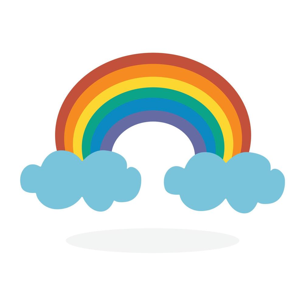 elemento icone nuvola e arcobaleno impostato a mano. icone dei cartoni animati piovosi. vettore