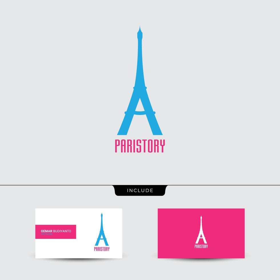 concetto di design del logo della storia di parigi vettore