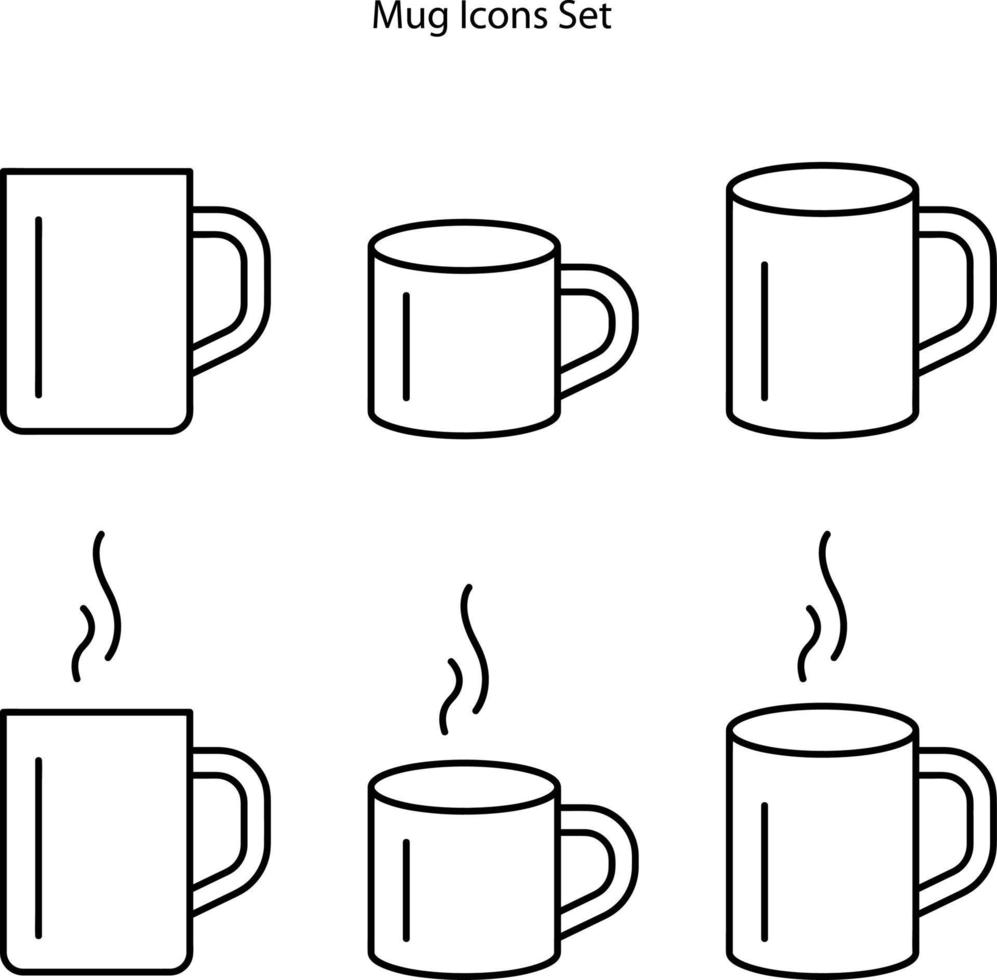 icone della tazza impostate isolate su priorità bassa bianca. icona della tazza simbolo della tazza di birra lineare del profilo sottile della linea per logo, web, app, ui. segno semplice dell'icona della tazza. vettore