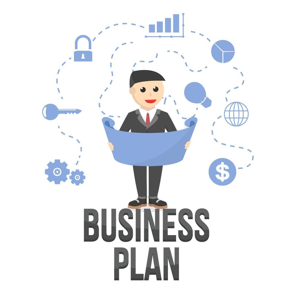 carattere di progettazione del business plan su sfondo bianco vettore