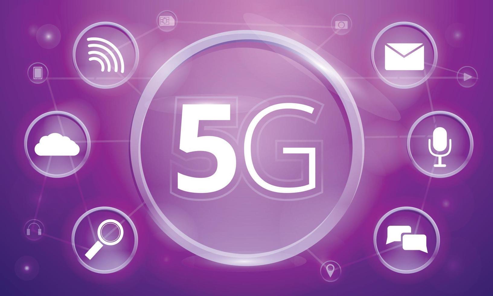 sfondo del concetto di tecnologia 5g veloce, stile cartone animato vettore