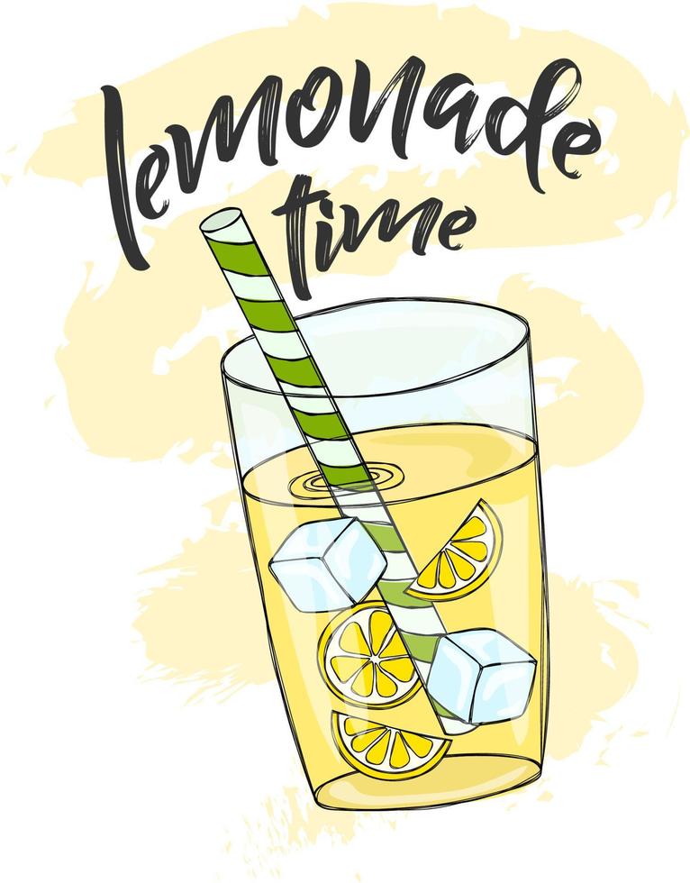 poster di vetro fresco di limonata fredda vettore