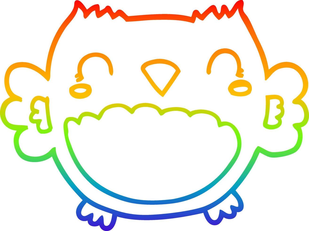 arcobaleno gradiente linea disegno simpatico cartone animato gufo vettore