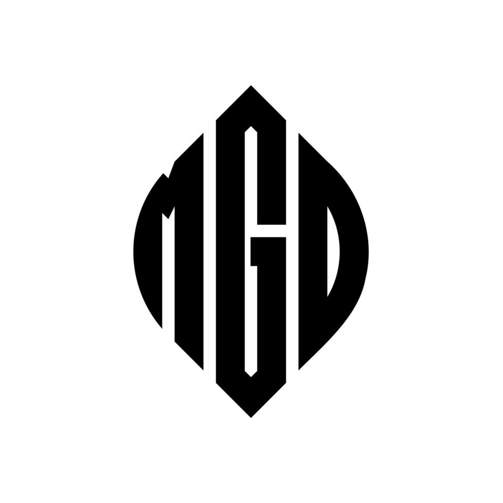 design del logo della lettera del cerchio mgd con forma circolare ed ellittica. mgd lettere ellittiche con stile tipografico. le tre iniziali formano un logo circolare. vettore del segno della lettera del monogramma astratto dell'emblema del cerchio di mgd.