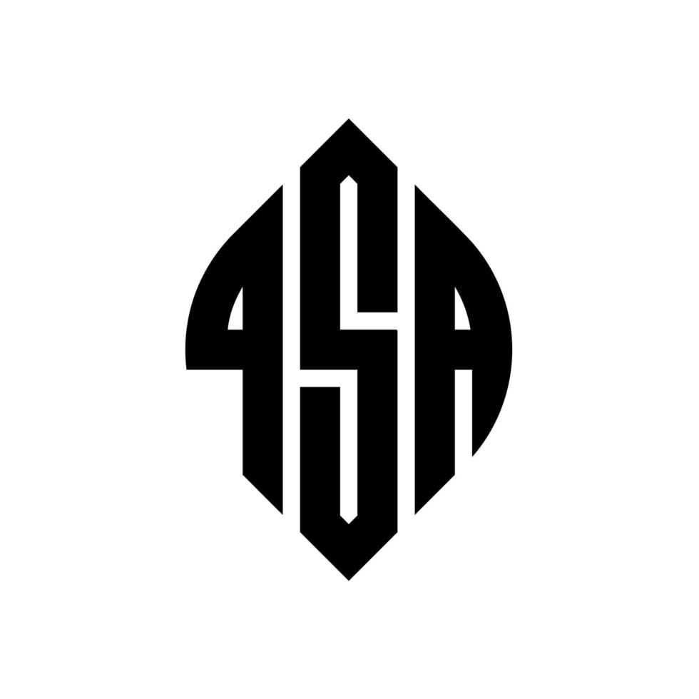 design del logo della lettera del cerchio qsa con forma circolare ed ellittica. qsa lettere ellittiche con stile tipografico. le tre iniziali formano un logo circolare. qsa cerchio emblema astratto monogramma lettera marchio vettore. vettore