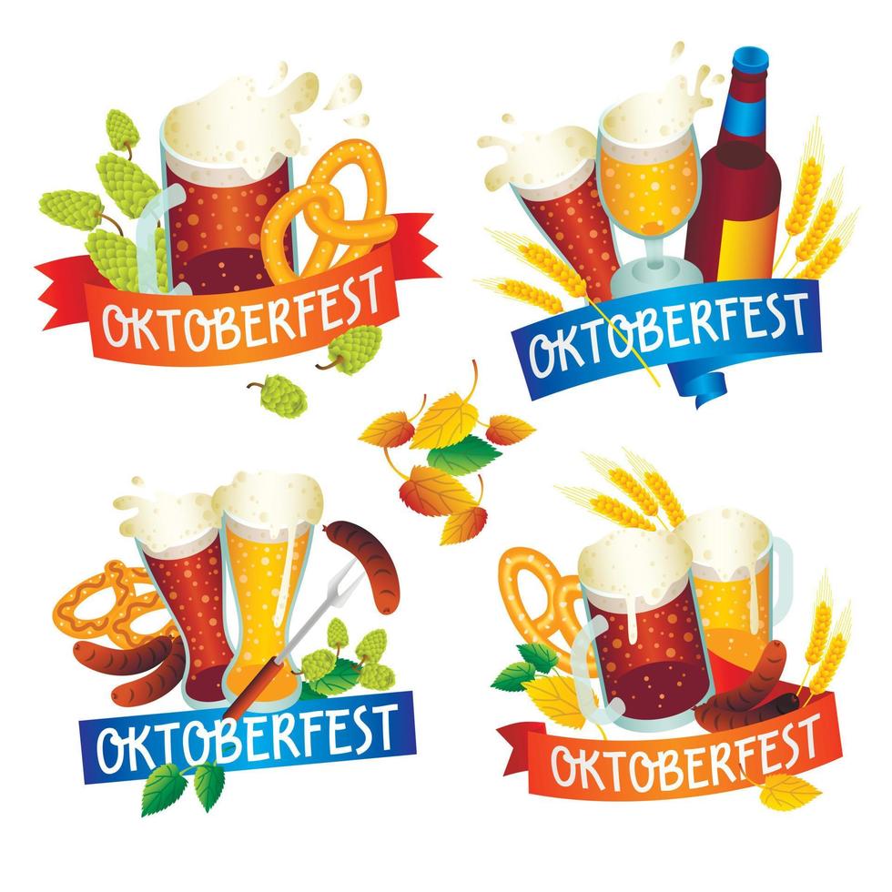 set di banner dell'oktoberfest, stile isometrico vettore