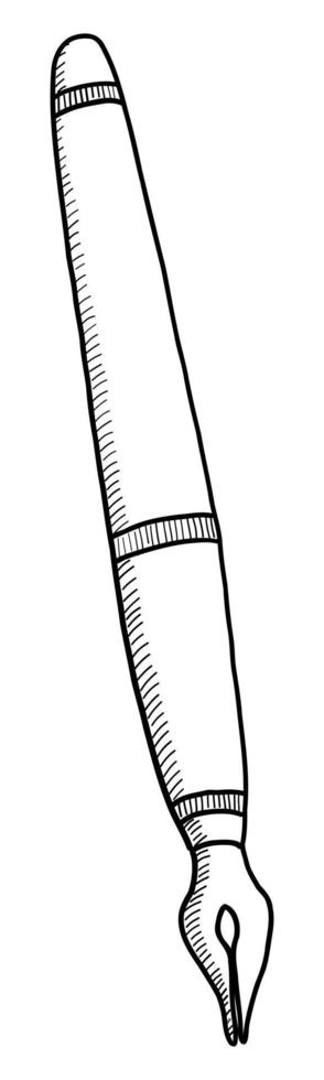penna stilografica vettoriale isolata su uno sfondo bianco. scarabocchio disegnando a mano