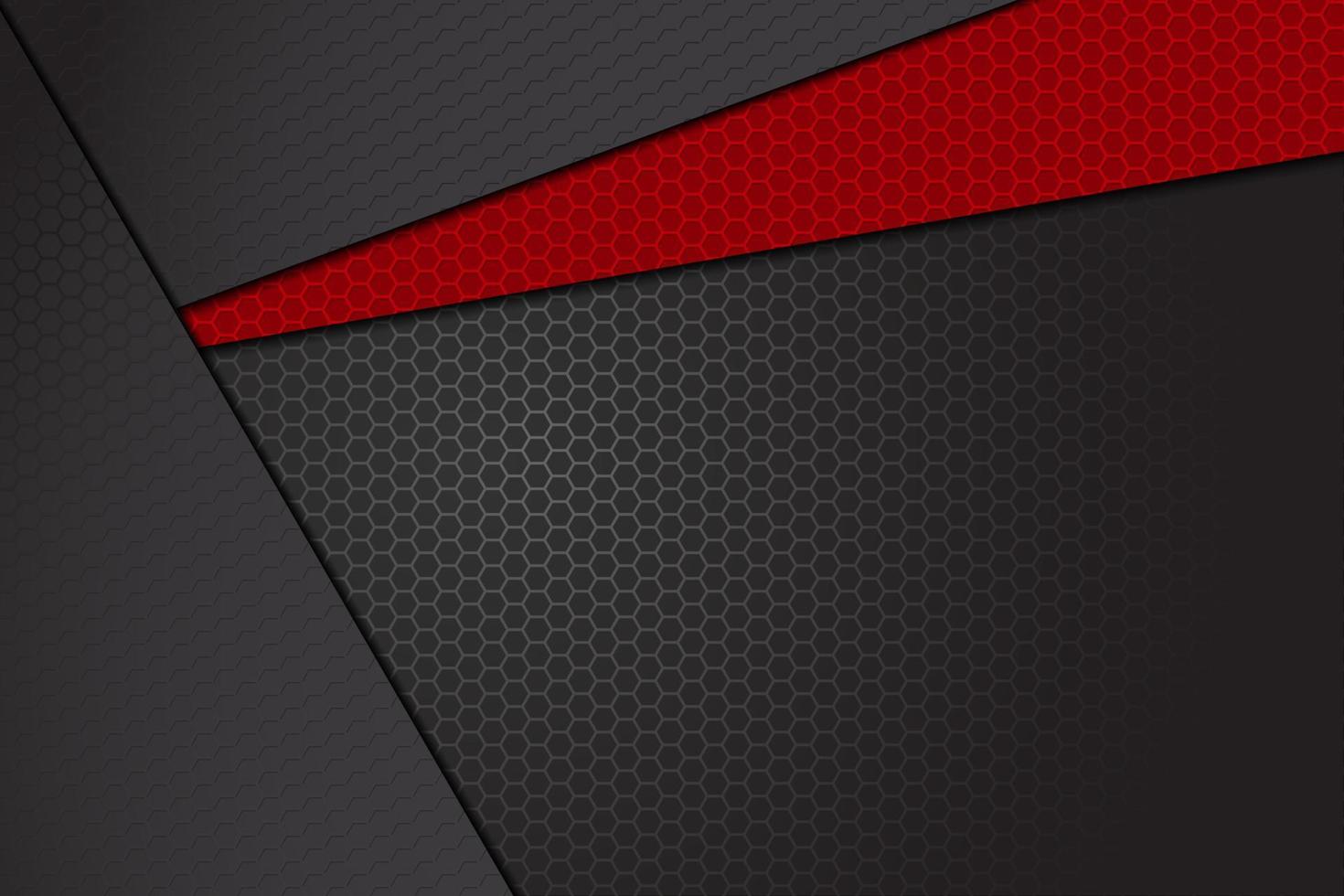 direzione grigio rosso astratto su sfondo esagonale grigio scuro vettore