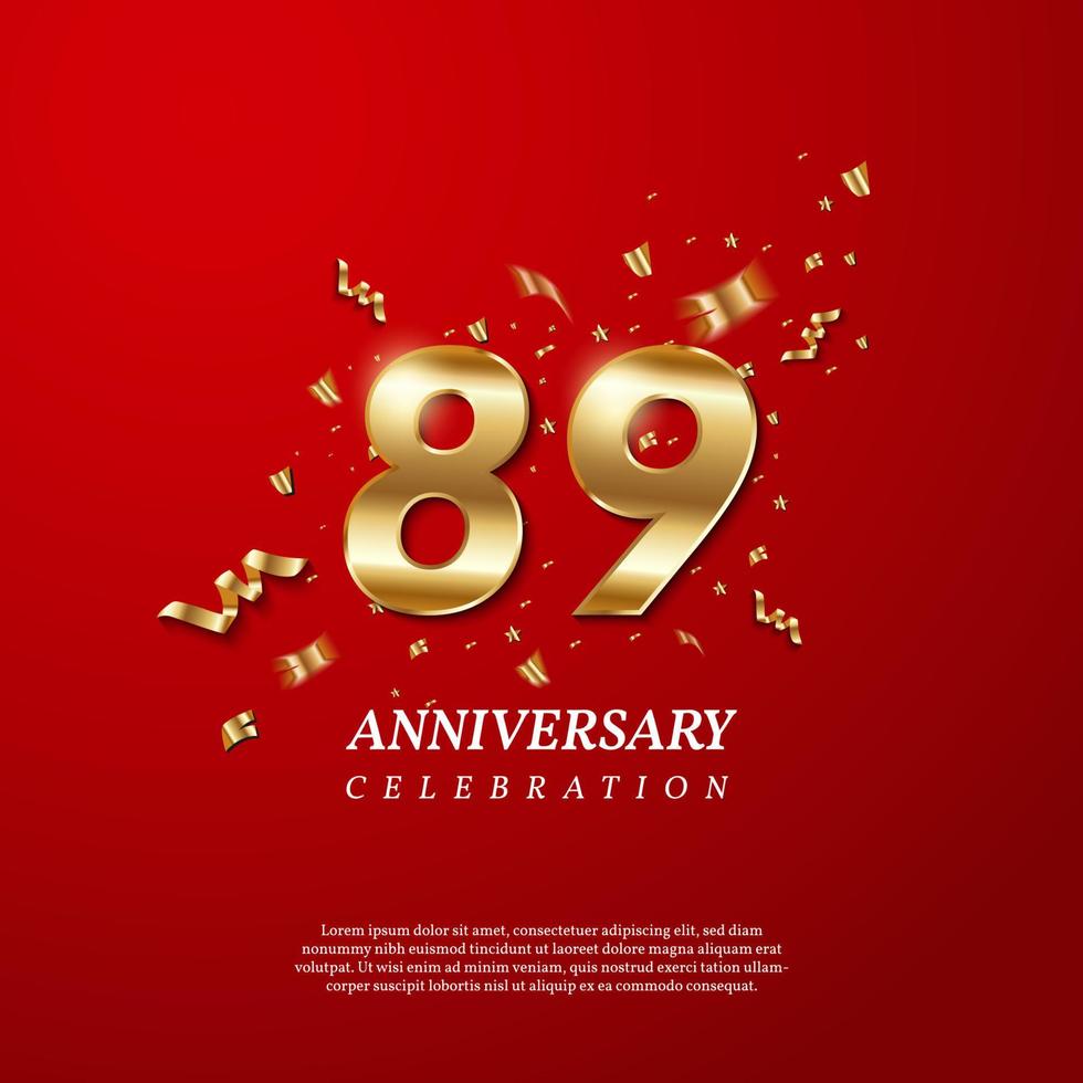 Celebrazione dell'89° anniversario. numero d'oro 89 vettore