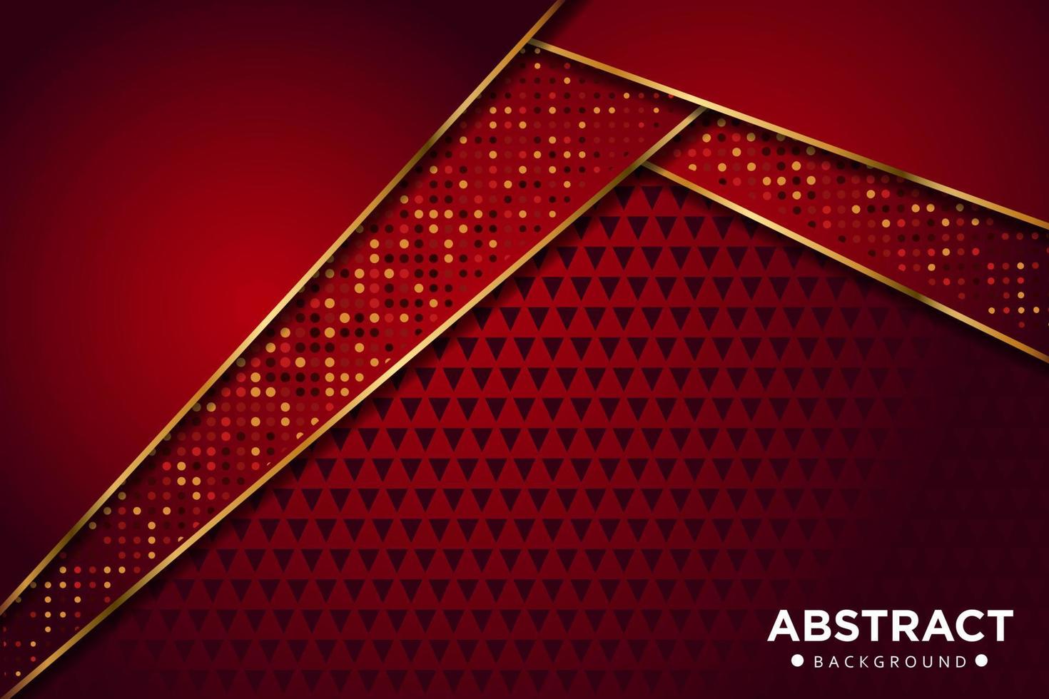 sovrapposizione rossa astratta con punti luccicanti e design a gradiente di linea dorata illustrazione vettoriale di sfondo tecnologia futuristica di lusso moderno.