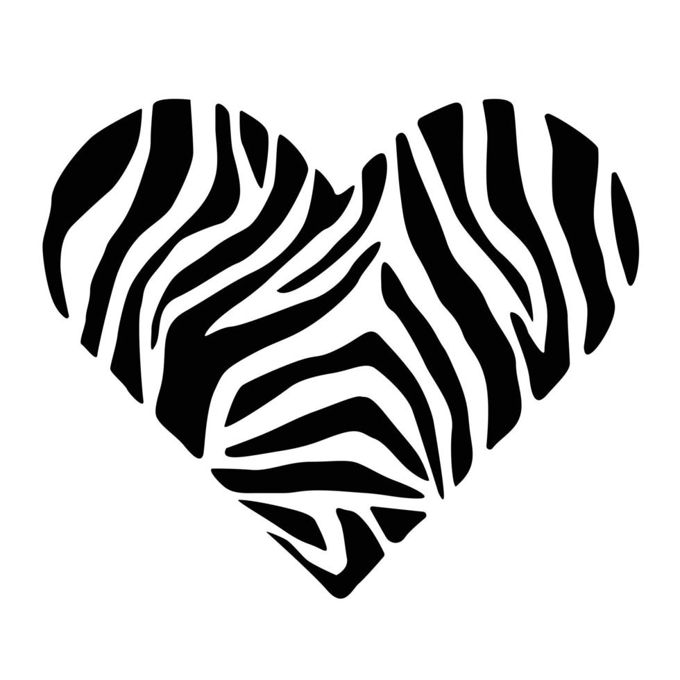 pelle di zebra a forma di cuore. stampa animalier alla moda. illustrazione vettoriale di moda.