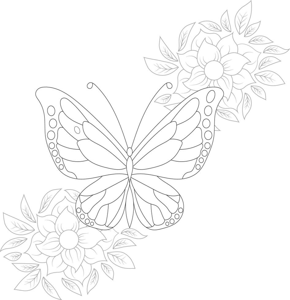 Disegni da colorare di farfalle mandala per adulti vettore