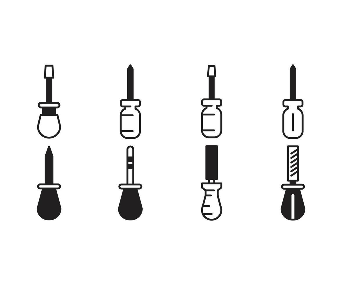 illustrazione vettoriale delle icone degli strumenti del cacciavite