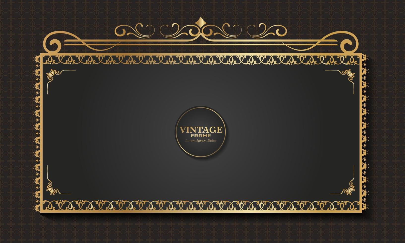 sfondo vintage con cornice ornamentale in oro, illustrazione vettoriale