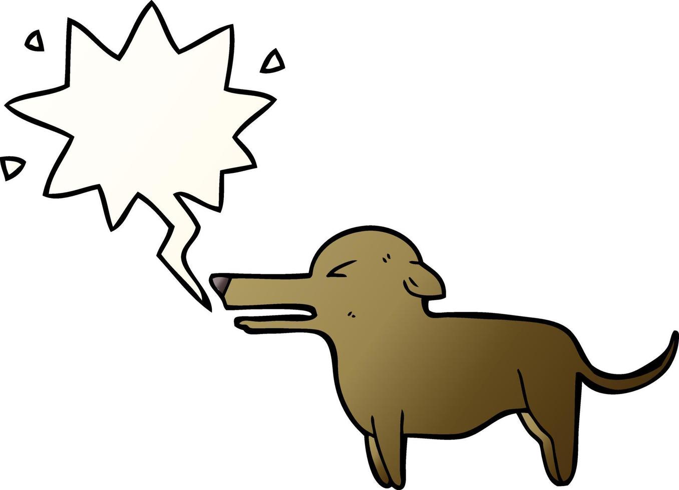 cartone animato cane e fumetto in stile sfumato liscio vettore