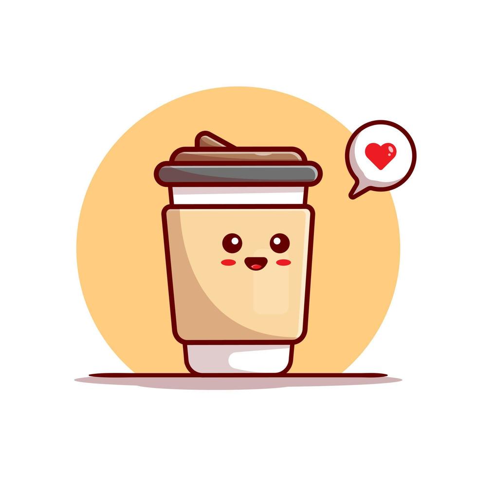 illustrazione sveglia dell'icona di vettore del fumetto della tazza di caffè. cibo e bevande icona concetto isolato vettore premium. stile cartone animato piatto