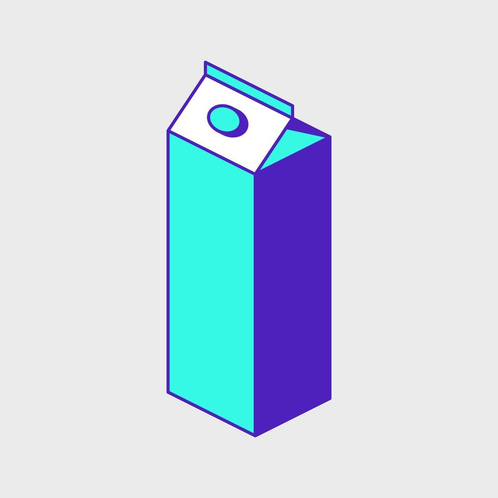 illustrazione dell'icona vettoriale isometrica del cartone del latte o della scatola del succo