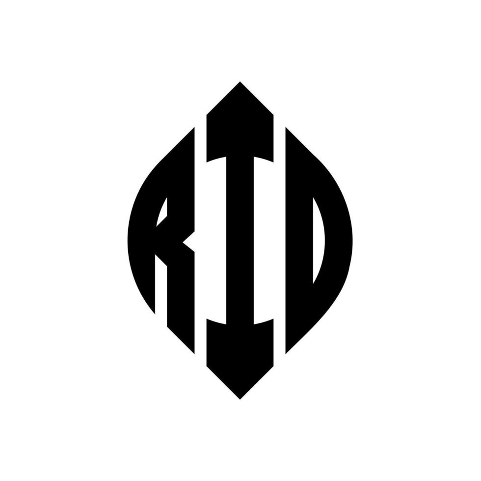 design del logo della lettera del cerchio rio con forma circolare ed ellittica. lettere di ellisse di rio con stile tipografico. le tre iniziali formano un logo circolare. vettore di contrassegno della lettera del monogramma astratto dell'emblema del cerchio di rio.
