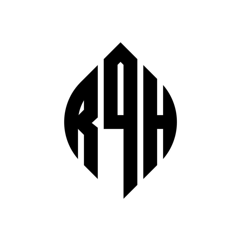 rqh cerchio lettera logo design con cerchio ed ellisse. rqh lettere ellittiche con stile tipografico. le tre iniziali formano un logo circolare. rqh cerchio emblema astratto monogramma lettera marchio vettore. vettore