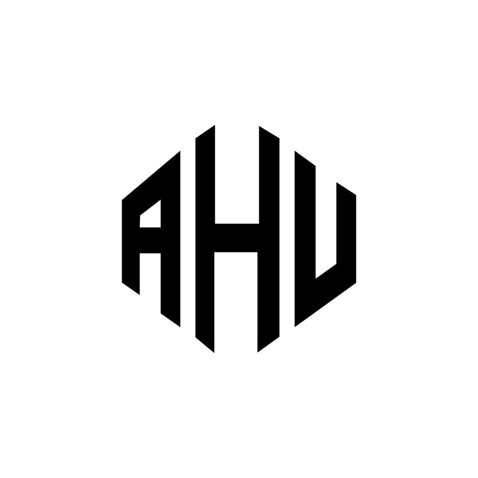 design del logo della lettera ahu con forma poligonale. ahu poligono e design del logo a forma di cubo. ahu esagono logo modello vettoriale colori bianco e nero. monogramma ahu, logo aziendale e immobiliare.