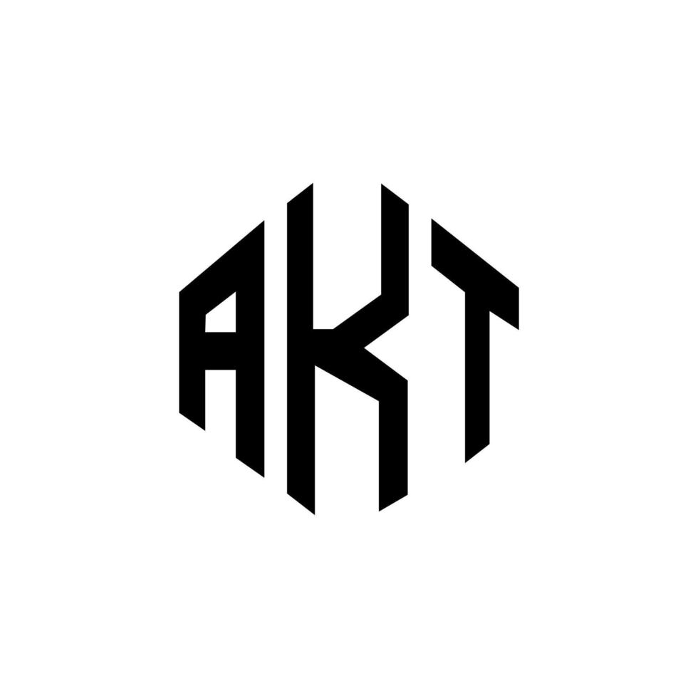 akt lettera logo design con forma poligonale. akt poligono e design del logo a forma di cubo. akt esagono logo modello vettoriale colori bianco e nero. monogramma akt, logo aziendale e immobiliare.